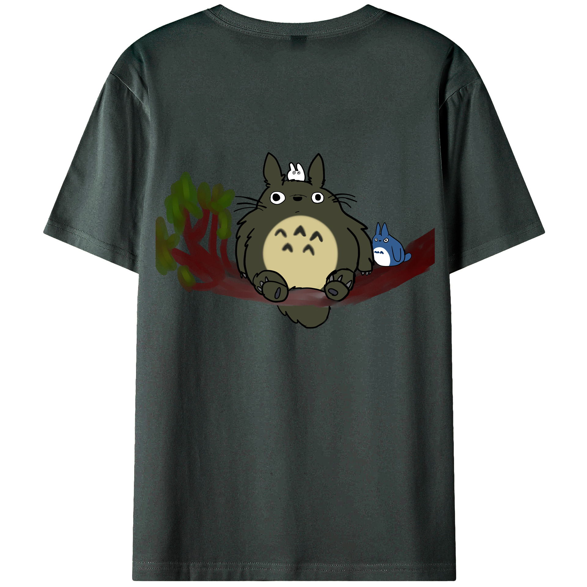 （画像用） となりのトトロ 草壁メイ 草壁サツキ My Neighbor Totoro Satsuki Kusakabe Mei Kusakabe 綿100％ メンズ半袖Tシャツ（バックプリント） 通気性